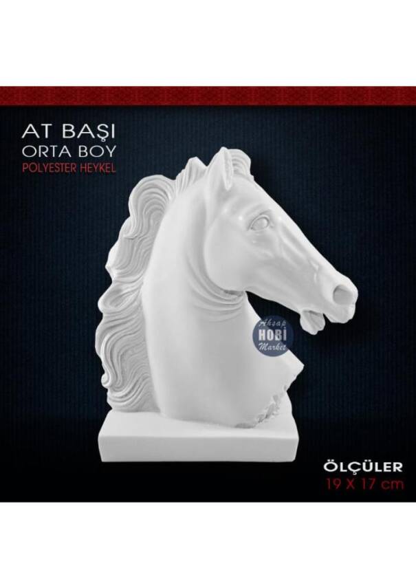 At Başı Biblo Heykel Orta Boy (19x17 cm) Ham Polyester - 1