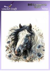 At Desenli Kumaş Transfer Kağıdı LNT-K006 (20x20 cm) - Line Art