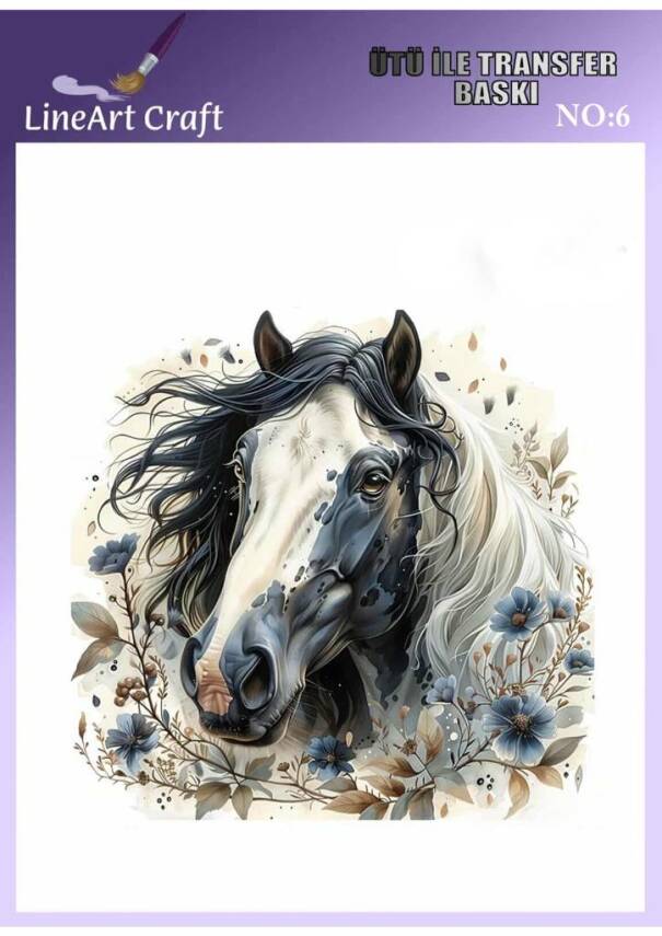 At Desenli Kumaş Transfer Kağıdı LNT-K006 (20x20 cm) - 1