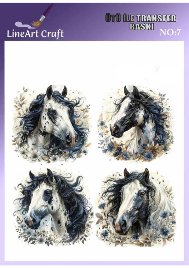 At Desenli Kumaş Transfer Kağıdı LNT-K007 (20x20 cm) - 1