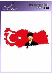 Atatürk Bayrak Desenli Kumaş Transfer Kağıdı LNT-K218 (20x20 cm) - Line Art