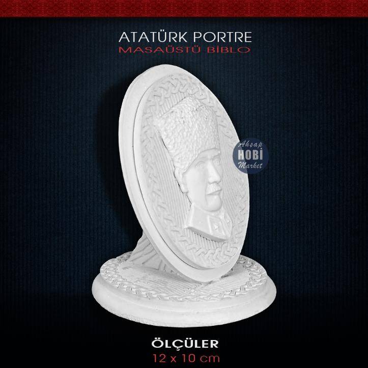 Atatürk Portre Masaüstü Biblo (12x10cm) Ham Polyester - 1