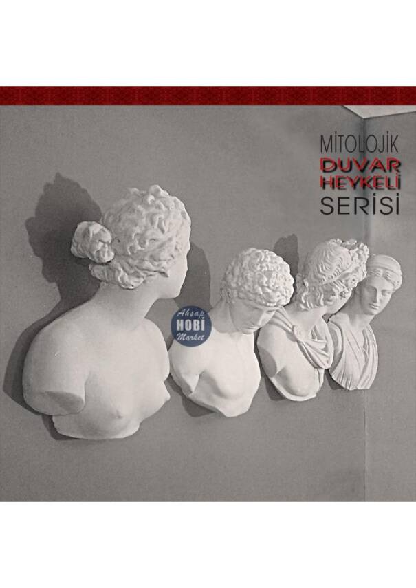 Athena Büstü Antik Duvar Heykeli (40x35 cm) Ham Polyester - 2