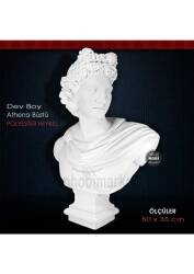 Athena Büstü Heykeli Dev Boy (50x35cm) Ham Polyester - Tual Hobi Sanat