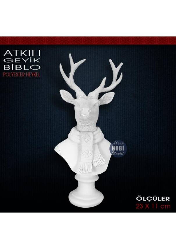Atkılı Geyik Biblo (22x8 cm) Ham Polyester - 1