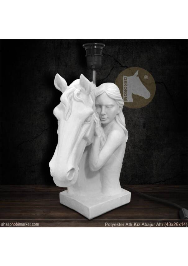 Atlı Kız Abajur Altı (43x26 cm) Ham Polyester - 1