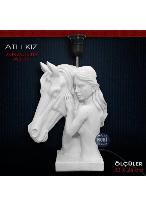 Atlı Kız Abajur Altı (43x26 cm) Ham Polyester - 2
