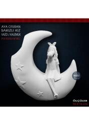 Aya Oturan Kız Vazo ve Kalemlik (16x16 cm) Ham Polyester - Tual Hobi Sanat