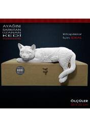 Ayağını Sarkıtan Uzanan Kedi Biblo (33x20 cm) Polyester - Tual Hobi Sanat