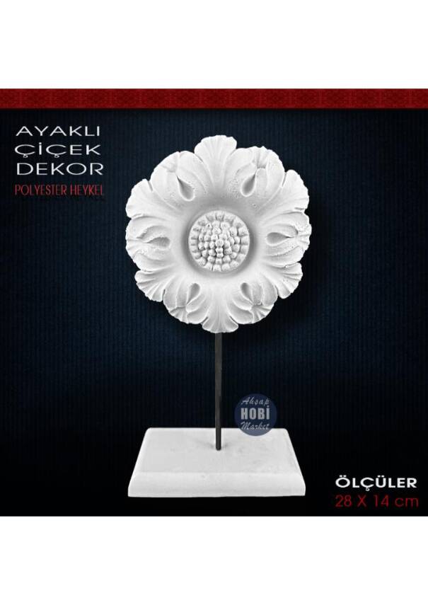 Ayaklı Çiçek Dekor Biblo (28x14 cm) Ham Polyester - 1