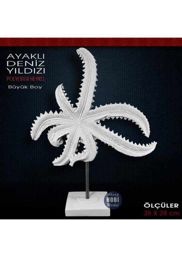 Ayaklı Deniz Yıldızı Büyük Boy (35x28 cm) Ham Polyester - 1