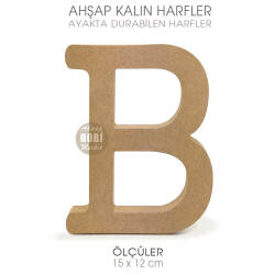 Ayakta Durabilen Kalın B Harfi (15x12 cm) Ham Ahşap - Tual Hobi Craft İst (1)