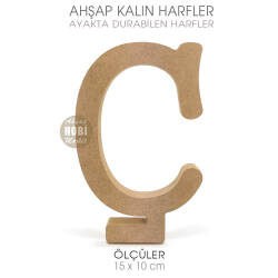Ayakta Durabilen Kalın Ç Harfi (15x10 cm) Ham Ahşap - Tual Hobi Craft İst (1)