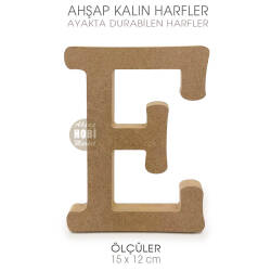Ayakta Durabilen Kalın E Harfi (15x12 cm) Ham Ahşap - Tual Hobi Craft İst (1)