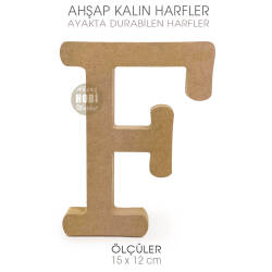 Ayakta Durabilen Kalın F Harfi (15x12 cm) Ham Ahşap - Tual Hobi Craft İst (1)