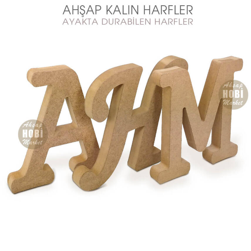 Ayakta Durabilen Kalın F Harfi (15x12 cm) Ham Ahşap - 3