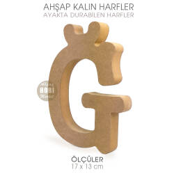 Ayakta Durabilen Kalın Ğ Harfi (17x13 cm) Ham Ahşap - Tual Hobi Craft İst