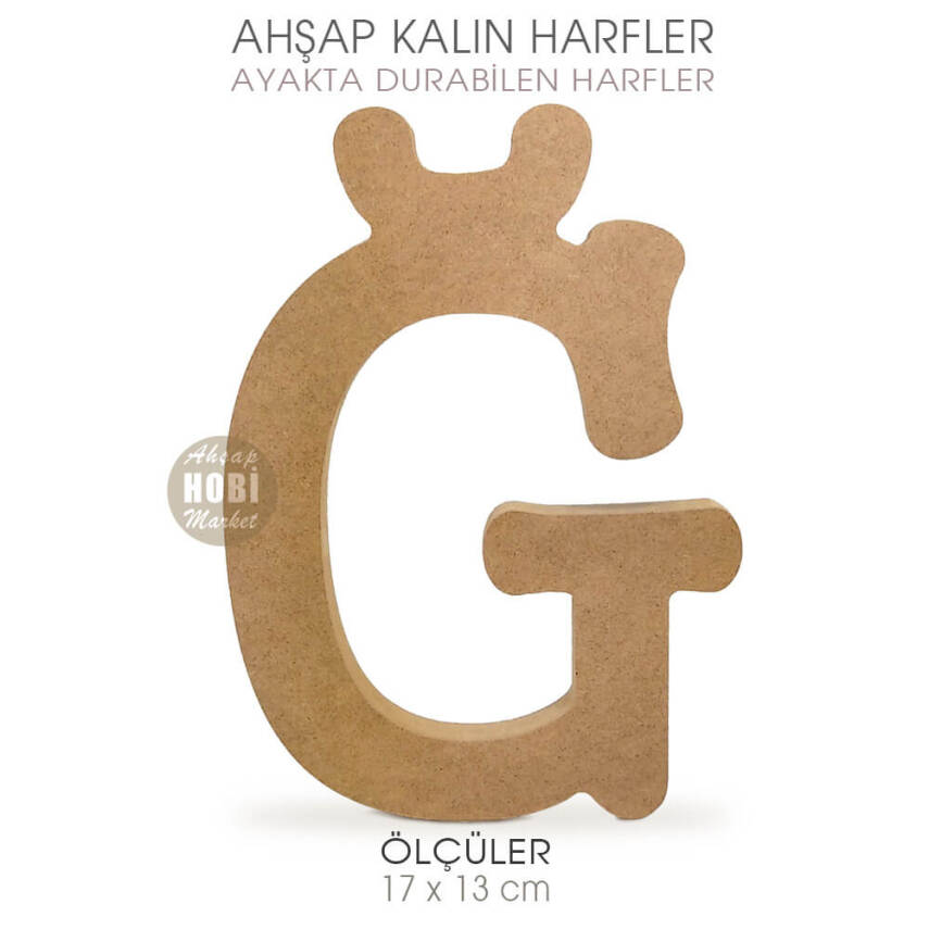 Ayakta Durabilen Kalın Ğ Harfi (17x13 cm) Ham Ahşap - 2