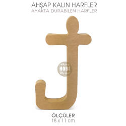 Ayakta Durabilen Kalın J Harfi (18x11 cm) Ham Ahşap - Tual Hobi Craft İst (1)