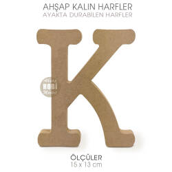 Ayakta Durabilen Kalın K Harfi (15x13 cm) Ham Ahşap - Tual Hobi Craft İst (1)