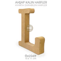Ayakta Durabilen Kalın L Harfi (15x11 cm) Ham Ahşap - Tual Hobi Craft İst