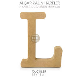 Ayakta Durabilen Kalın L Harfi (15x11 cm) Ham Ahşap - Tual Hobi Craft İst (1)