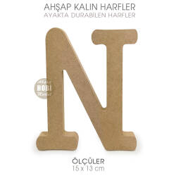 Ayakta Durabilen Kalın N Harfi (15x13 cm) Ham Ahşap - Tual Hobi Craft İst (1)