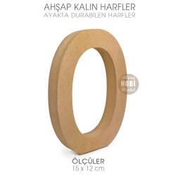 Ayakta Durabilen Kalın O Harfi (15x12 cm) Ham Ahşap - Tual Hobi Craft İst