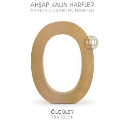 Ayakta Durabilen Kalın O Harfi (15x12 cm) Ham Ahşap - Tual Hobi Craft İst (1)