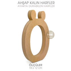Ayakta Durabilen Kalın Ö Harfi (18x12 cm) Ham Ahşap - Tual Hobi Craft İst
