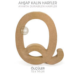 Ayakta Durabilen Kalın Q Harfi (15x14 cm) Ham Ahşap - Tual Hobi Craft İst (1)