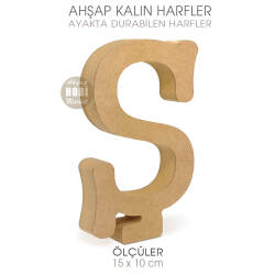 Ayakta Durabilen Kalın Ş Harfi (15x10 cm) Ham Ahşap - Tual Hobi Craft İst