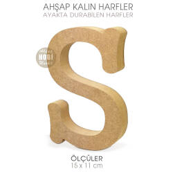 Ayakta Durabilen Kalın S Harfi (15x11 cm) Ham Ahşap - Tual Hobi Craft İst