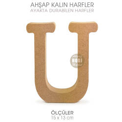 Ayakta Durabilen Kalın U Harfi (15x13 cm) Ham Ahşap - Tual Hobi Craft İst (1)