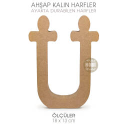 Ayakta Durabilen Kalın Ü Harfi (18x13 cm) Ham Ahşap - Tual Hobi Craft İst (1)