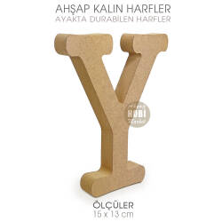 Ayakta Durabilen Kalın Y Harfi (15x13 cm) Ham Ahşap - Tual Hobi Craft İst