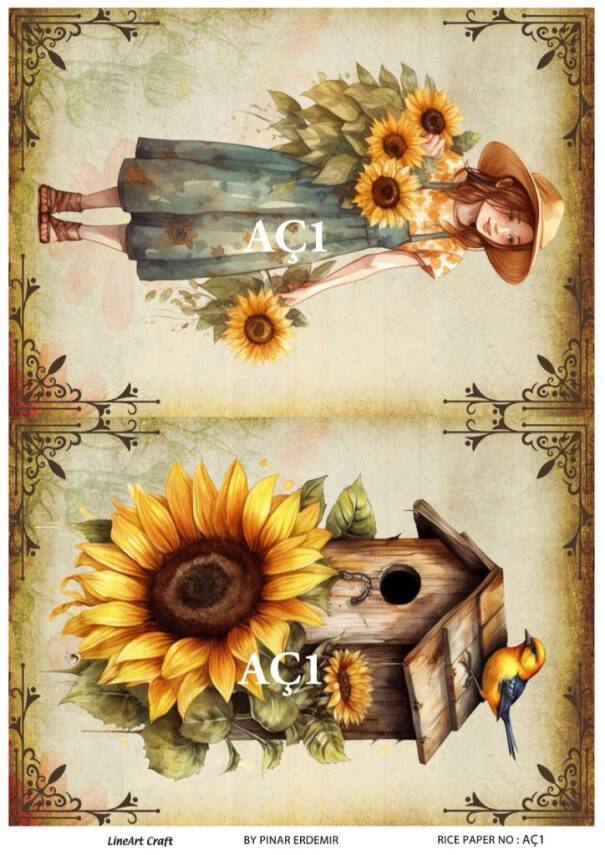 Ayçiçeği Desenli Pirinç Dekopaj Model : AÇ01 - 1