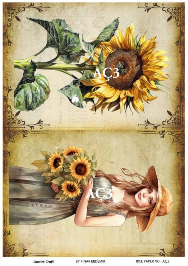 Ayçiçeği Desenli Pirinç Dekopaj Model : AÇ03 - 1