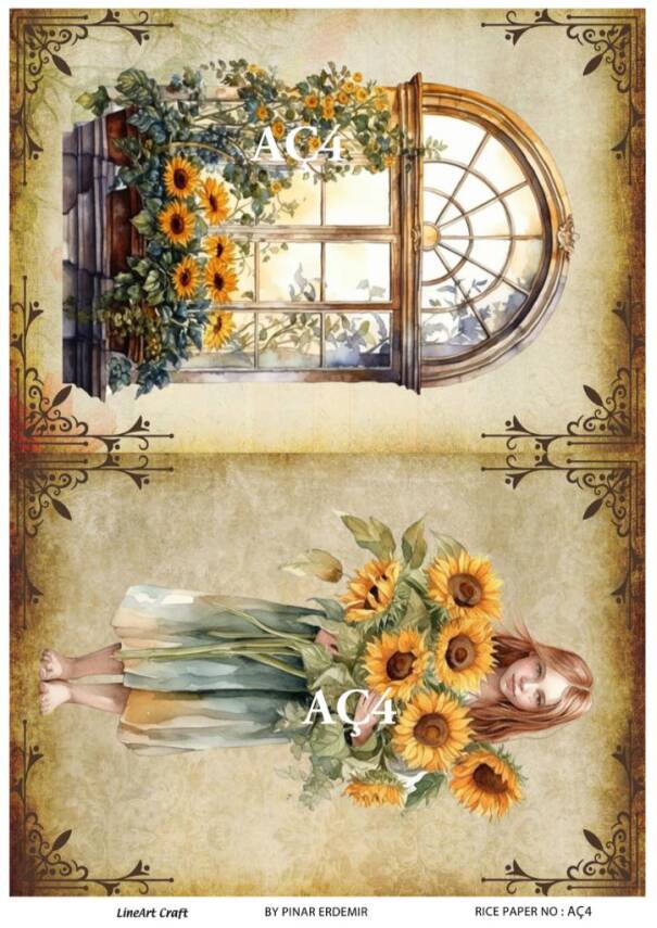 Ayçiçeği Desenli Pirinç Dekopaj Model : AÇ04 - 1
