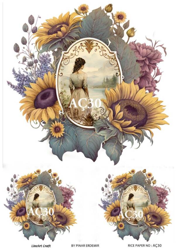 Ayçiçeği Desenli Pirinç Dekopaj Model : AÇ30 - 1