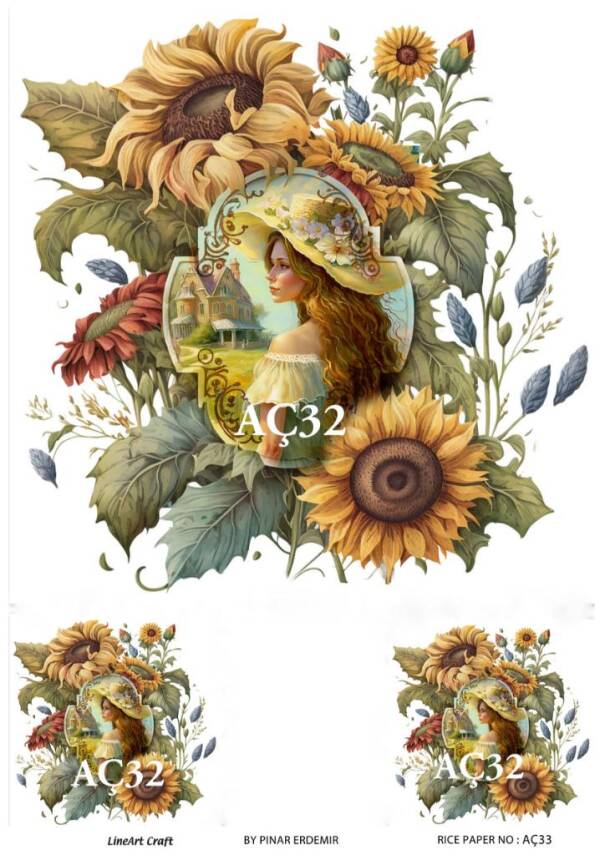 Ayçiçeği Desenli Pirinç Dekopaj Model : AÇ32 - 1