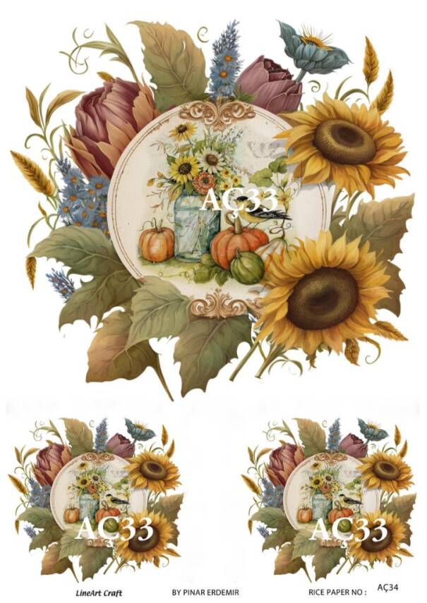 Ayçiçeği Desenli Pirinç Dekopaj Model : AÇ33 - 1