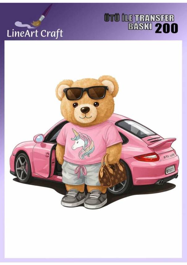 Ayıcık Desenli Kumaş Transfer Kağıdı LNT-K200 (20x20 cm) - 1