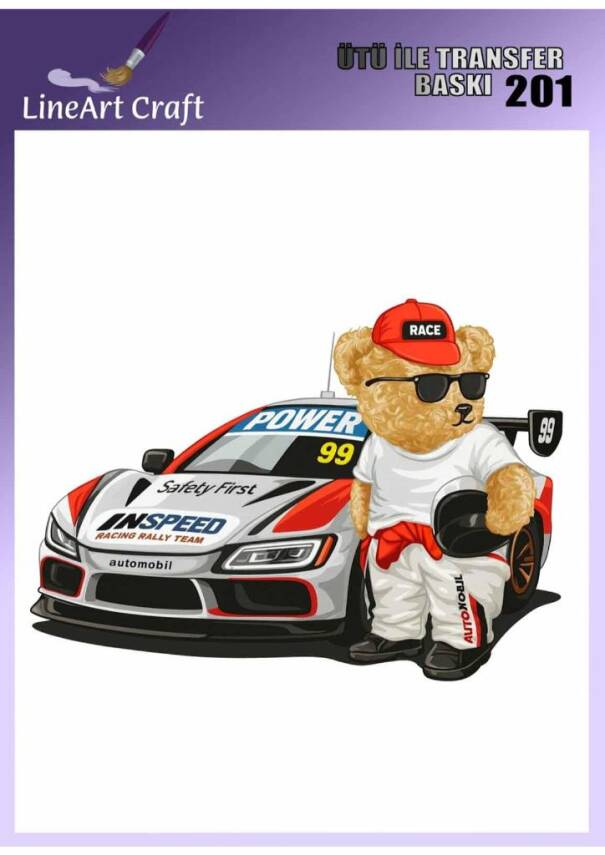 Ayıcık Desenli Kumaş Transfer Kağıdı LNT-K201 (20x20 cm) - 1