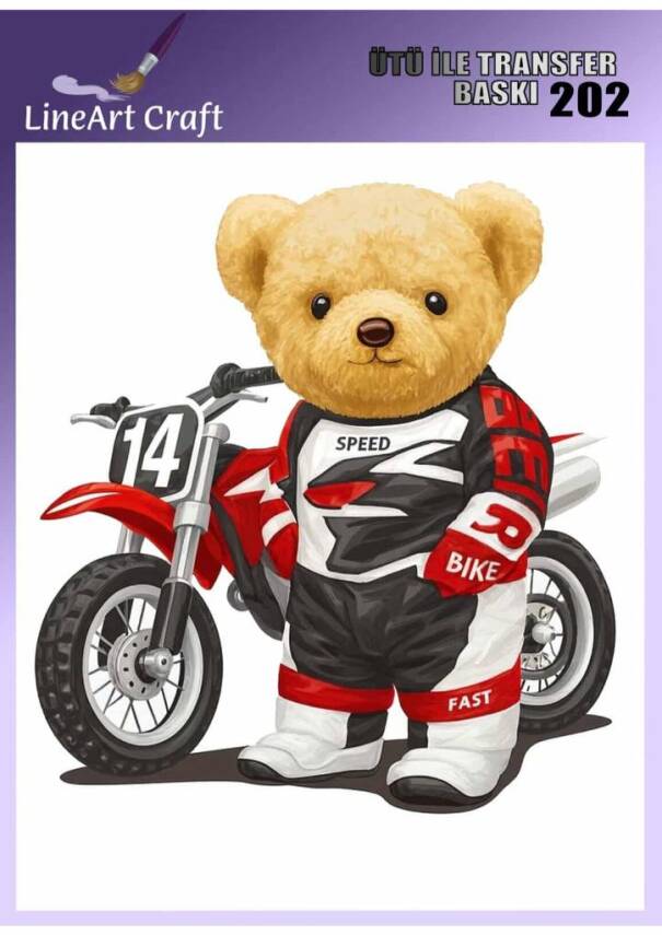 Ayıcık Desenli Kumaş Transfer Kağıdı LNT-K202 (20x20 cm) - 1