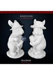 Bahçıvan Tavşanlar Biblo Seti (2 Parça) Ham Polyester - Tual Hobi Sanat