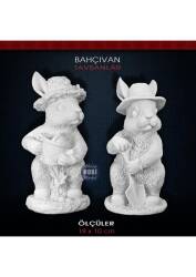 Bahçıvan Tavşanlar Biblo Seti (2 Parça) Ham Polyester - Tual Hobi Sanat (1)