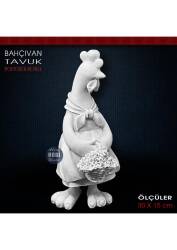 Bahçıvan Tavuk Biblo Heykeli (30x15 cm) Ham Polyester - Tual Hobi Sanat