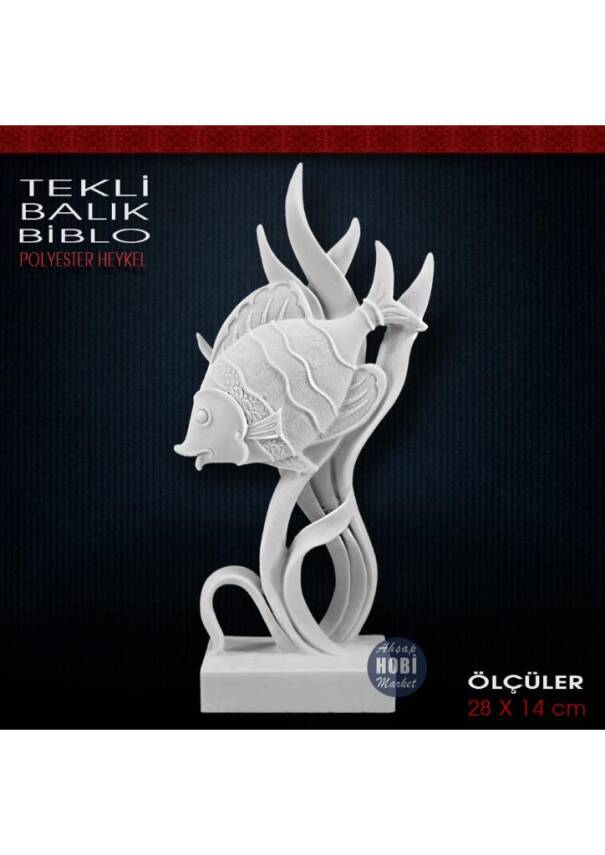 Balık Biblo Heykeli (28x14 cm) Ham Polyester - 1