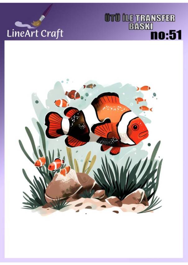 Balık Desenli Kumaş Transfer Kağıdı LNT-K051 (20x20 cm) - 1